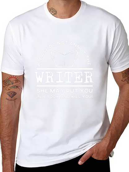 Camiseta Negra: No Molestes al Escritor