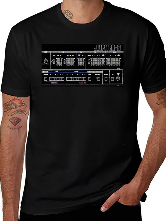 Camiseta Negra Jupiter-6 Sintetizador