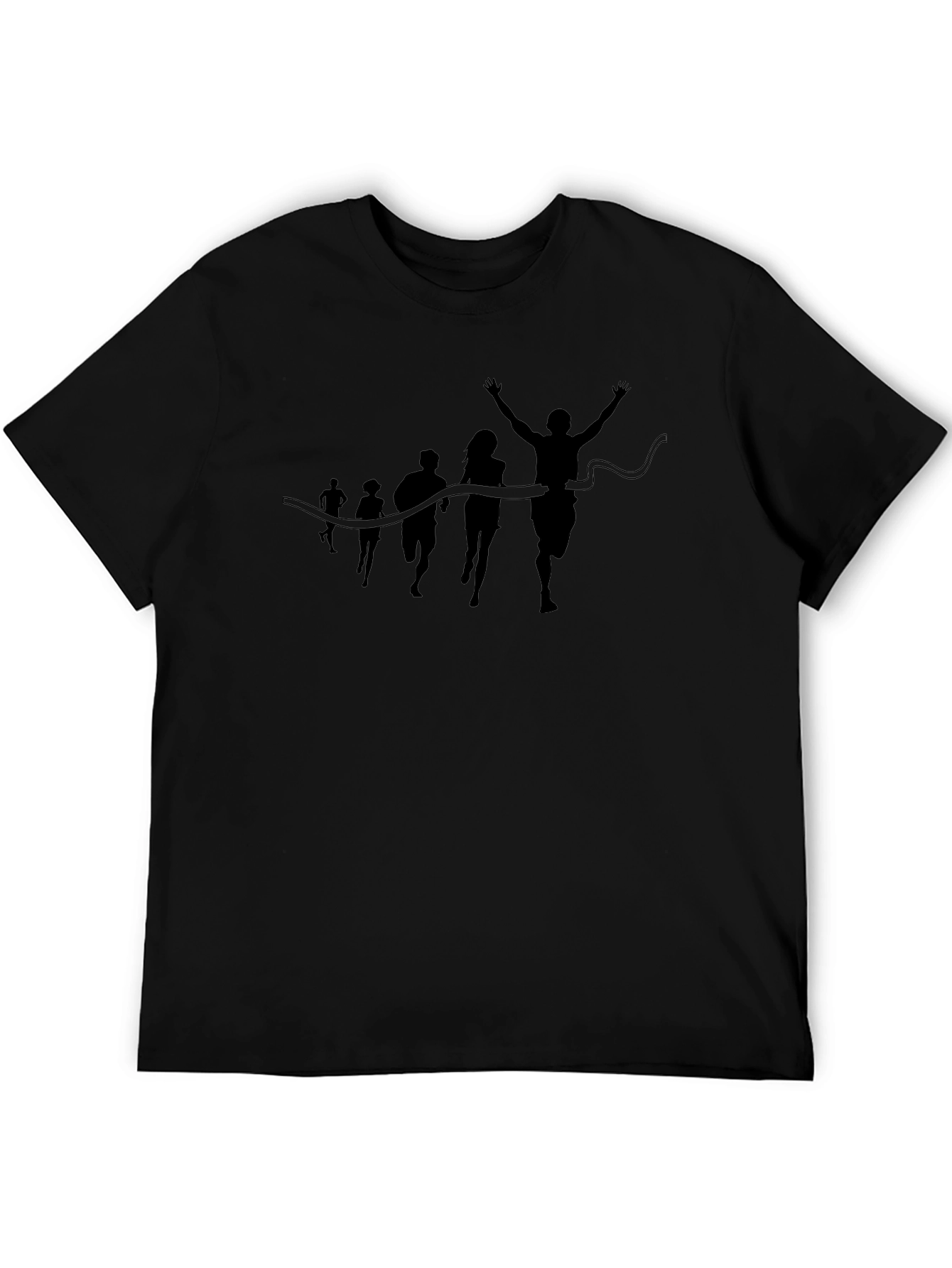 Camiseta Negra Silueta de Carrera en la Meta