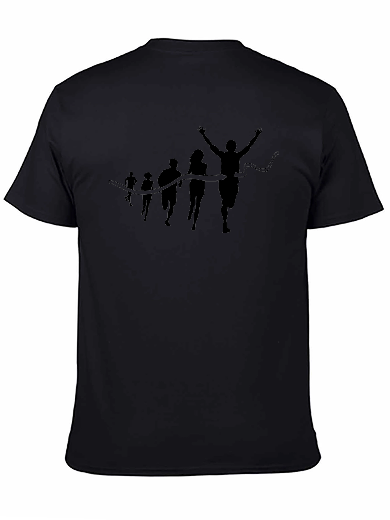 Camiseta Negra Silueta de Carrera en la Meta