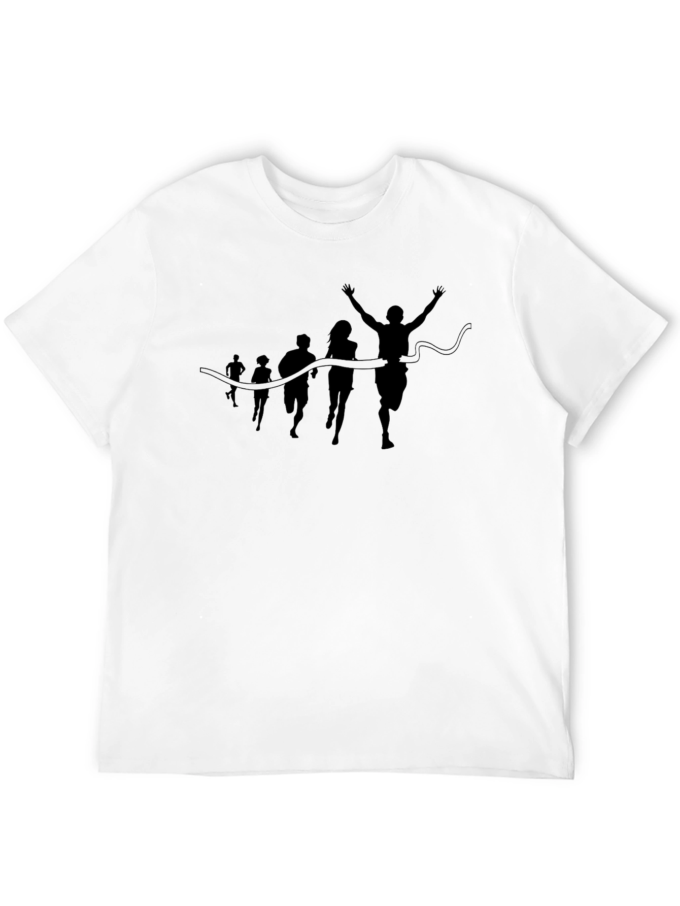 Camiseta Negra Silueta de Carrera en la Meta