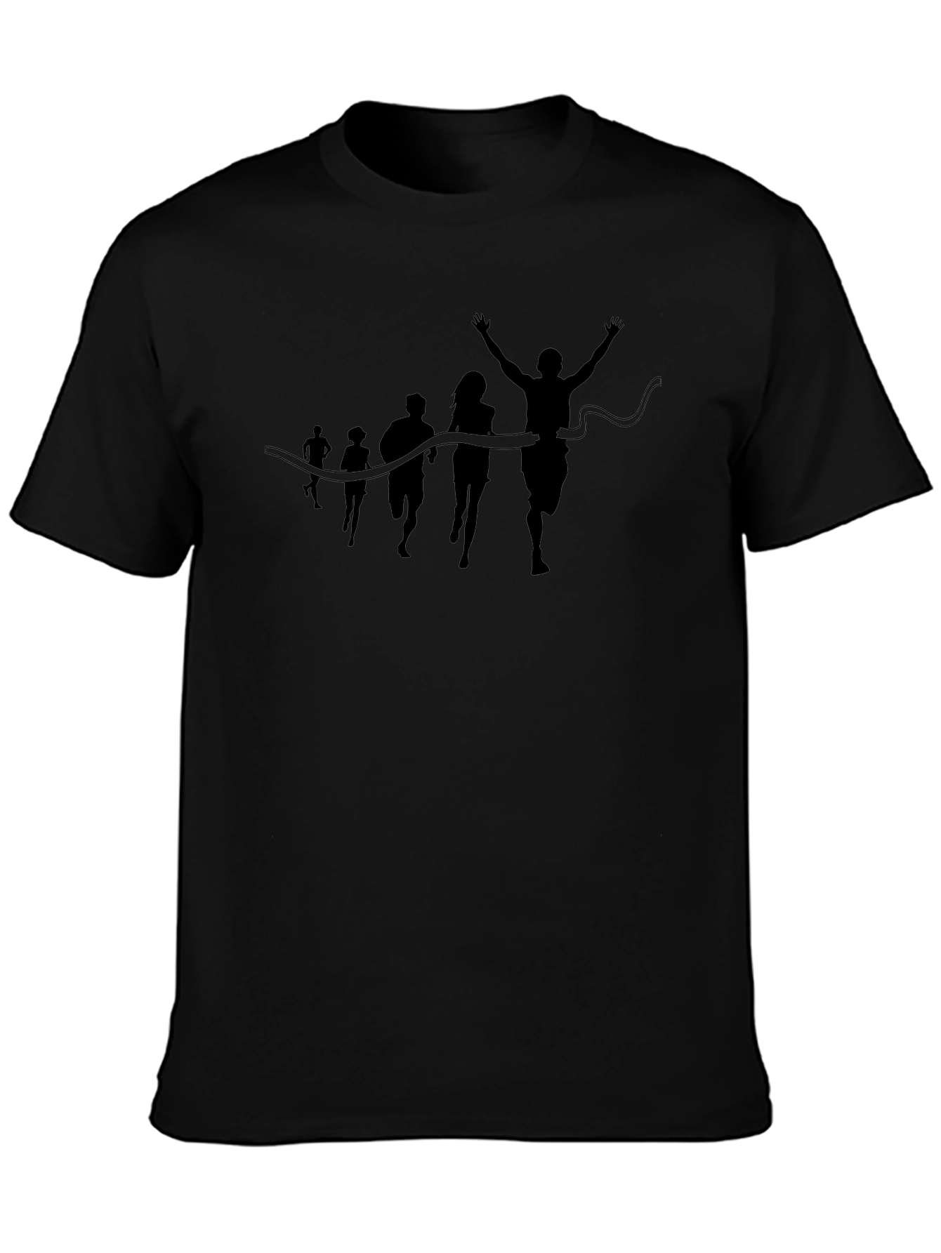 Camiseta Negra Silueta de Carrera en la Meta