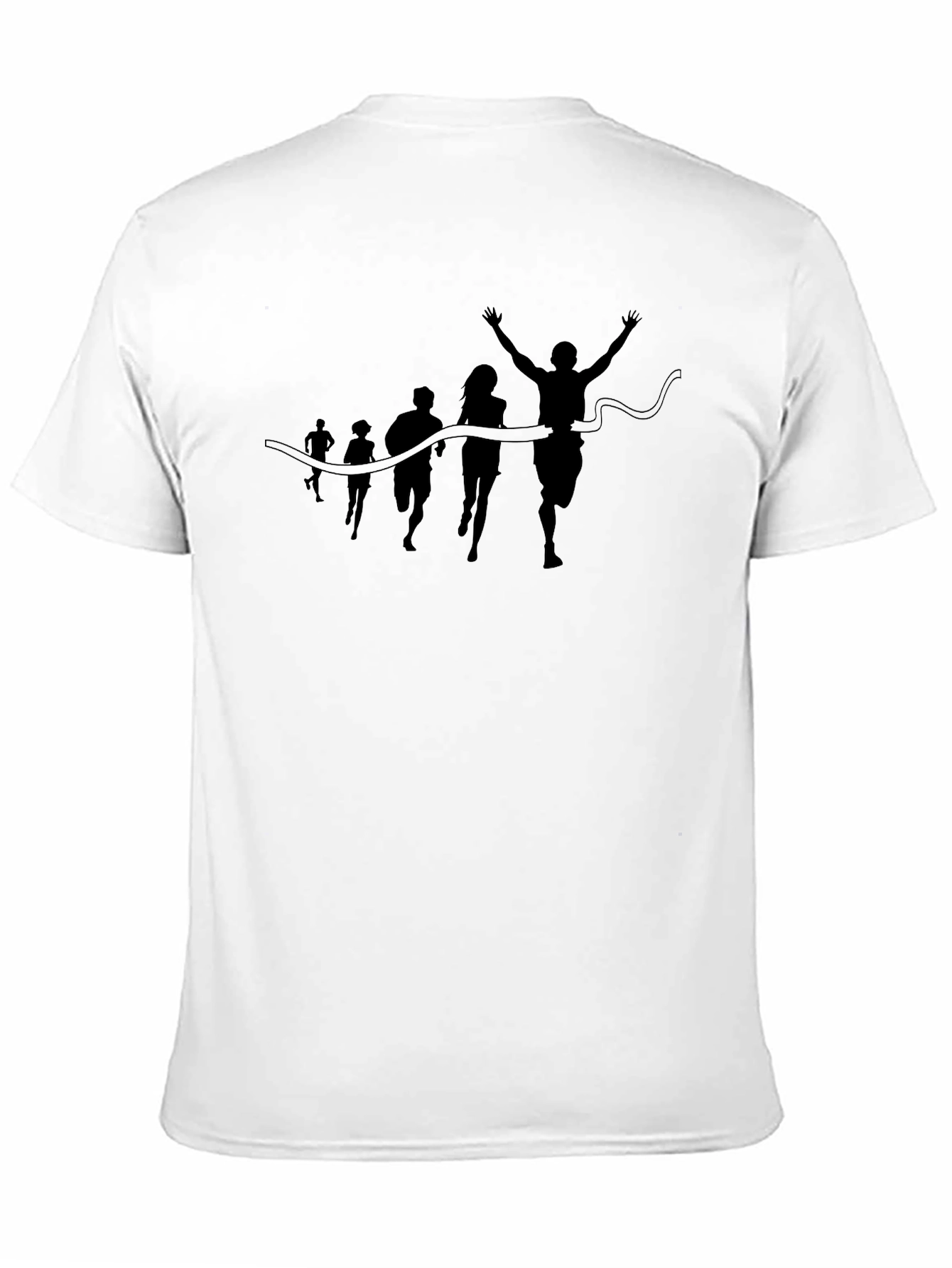 Camiseta Negra Silueta de Carrera en la Meta