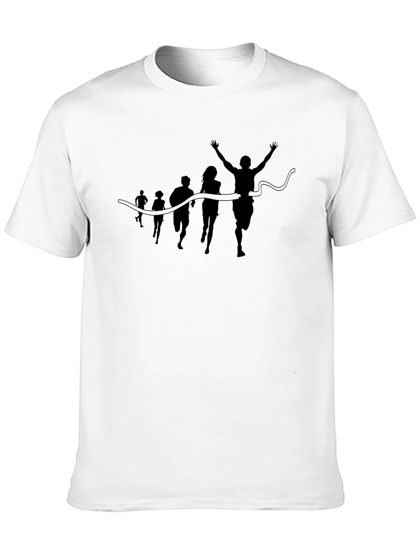 Camiseta Negra Silueta de Carrera en la Meta