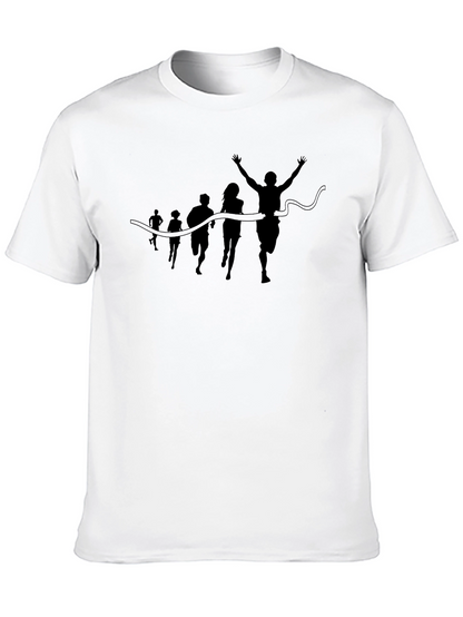 Camiseta Negra Silueta de Carrera en la Meta