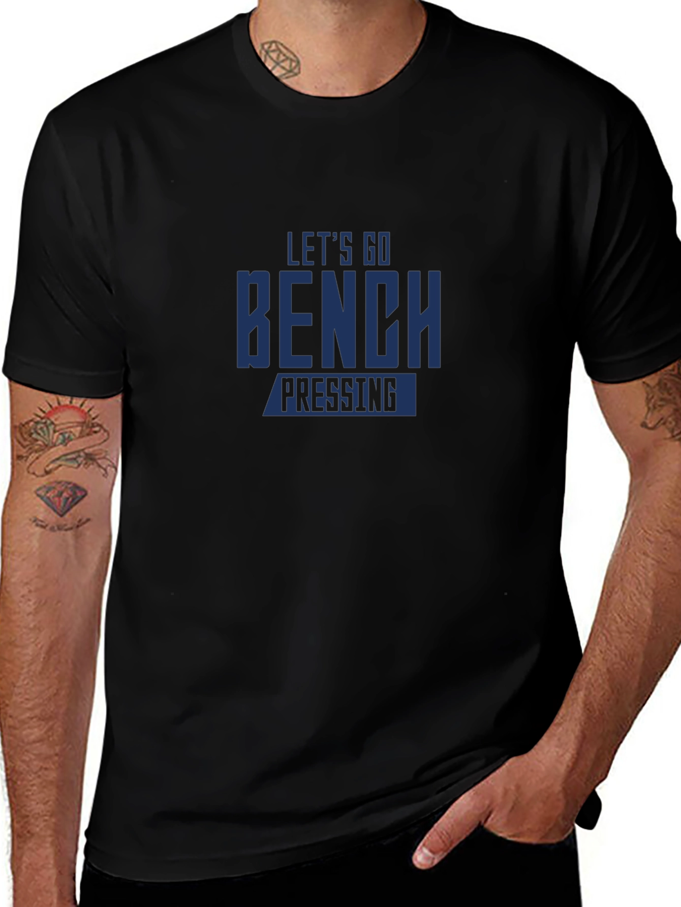 Camiseta Negra: ¡Vamos al Press de Banca!