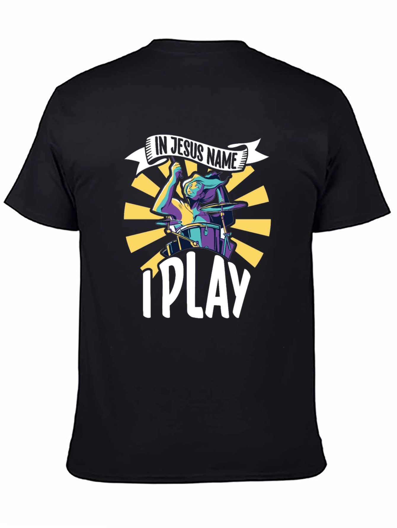 Camiseta Negra Cristiana In Jesus Name I Play