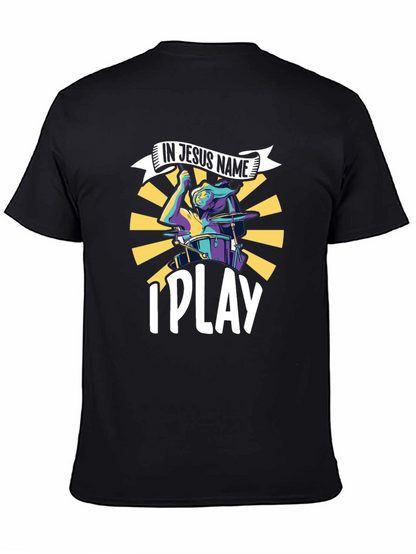 Camiseta Negra Cristiana In Jesus Name I Play