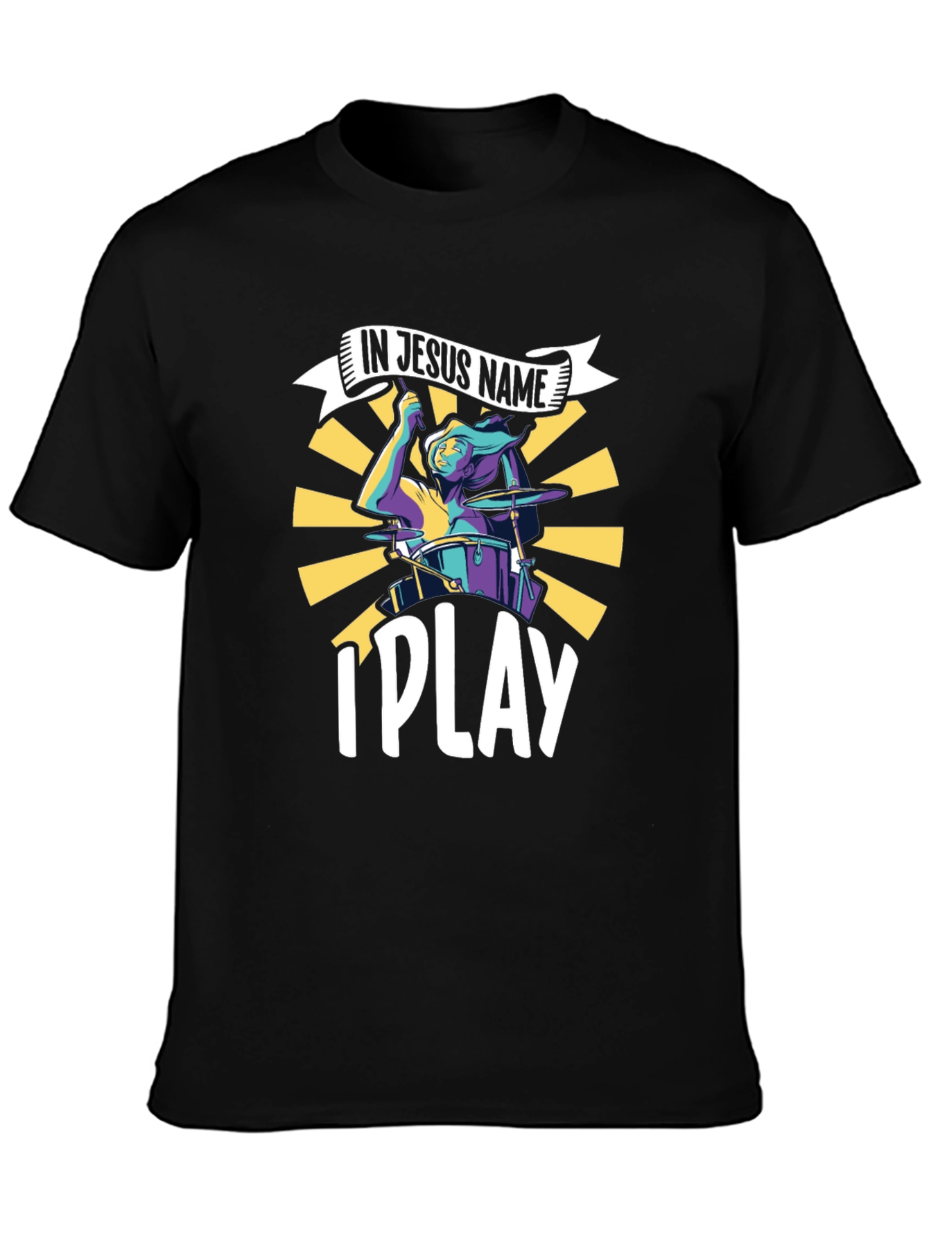 Camiseta Negra Cristiana In Jesus Name I Play