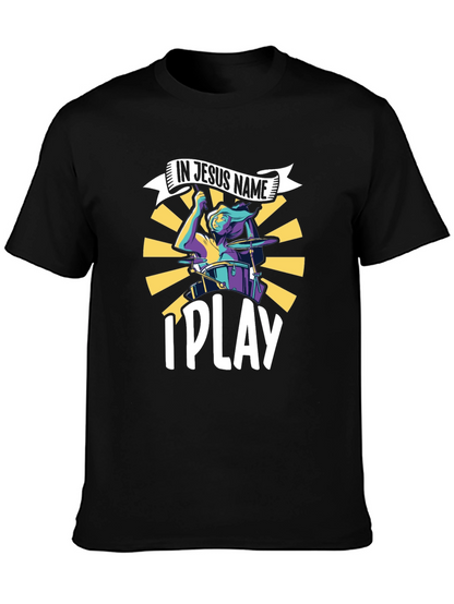 Camiseta Negra Cristiana In Jesus Name I Play