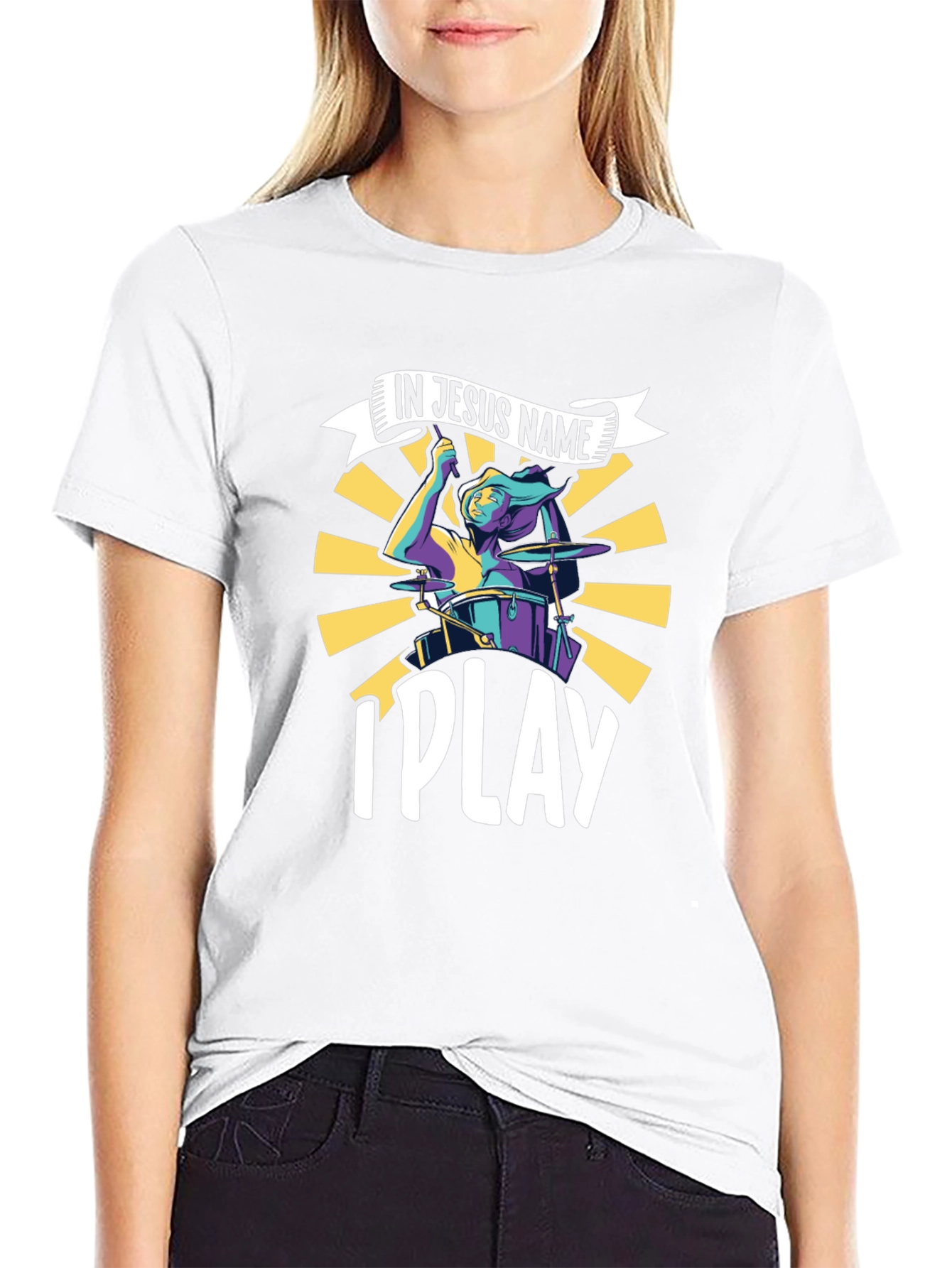 Camiseta Negra Cristiana In Jesus Name I Play