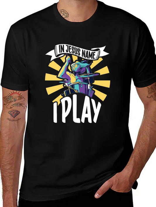 Camiseta Negra Cristiana In Jesus Name I Play