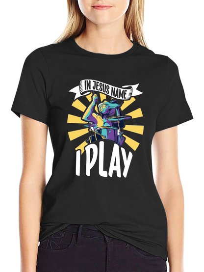 Camiseta Negra Cristiana In Jesus Name I Play