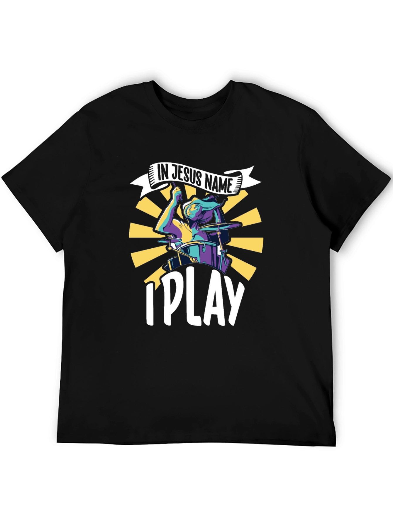 Camiseta Negra Cristiana In Jesus Name I Play
