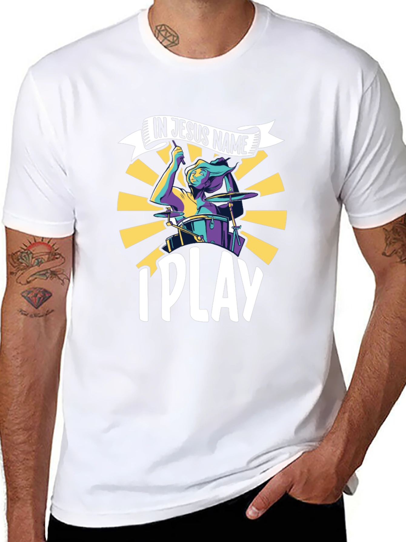 Camiseta Negra Cristiana In Jesus Name I Play