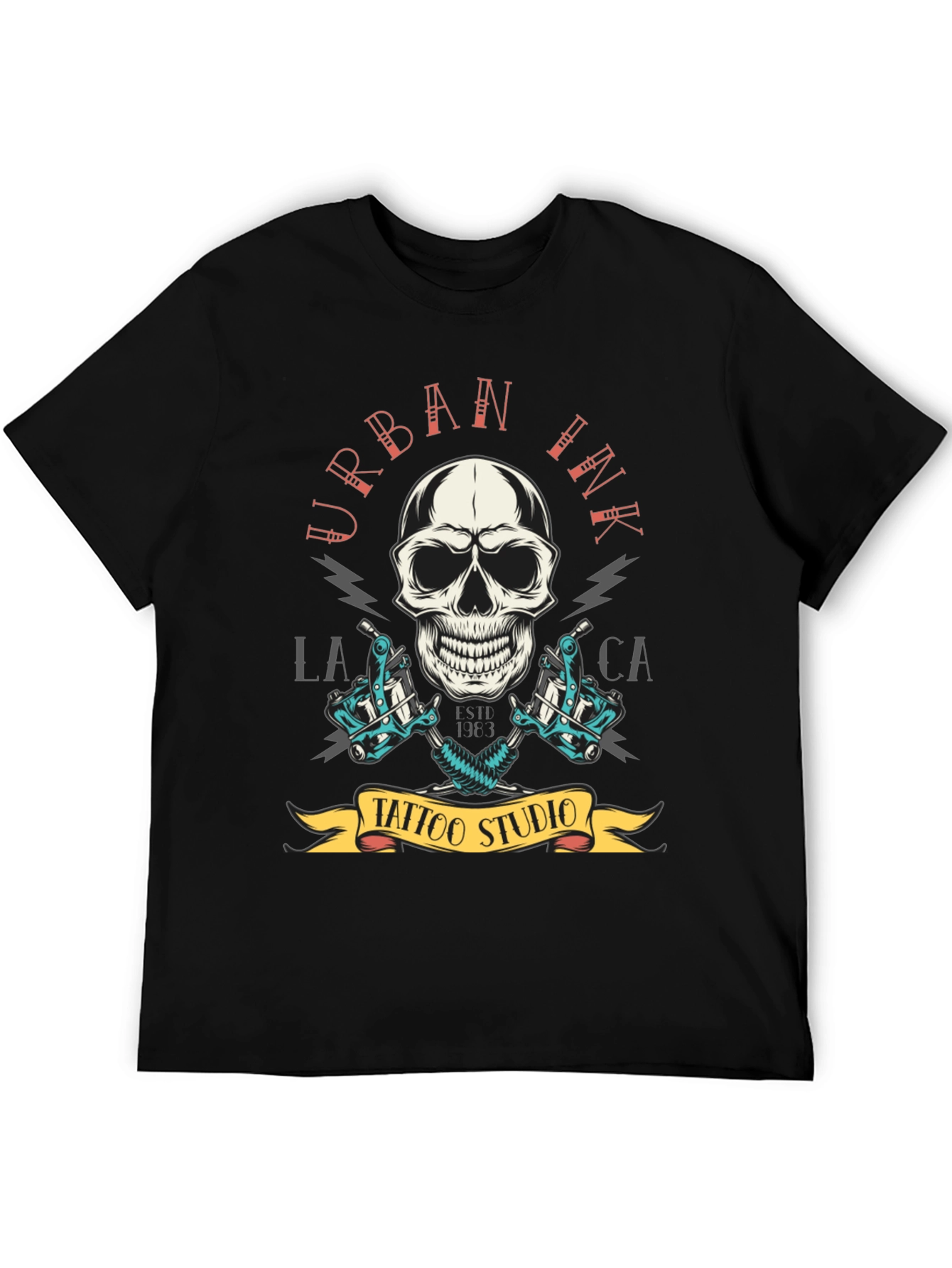 Camiseta Negra Urbana Ink Tattoo Studio Cráneo