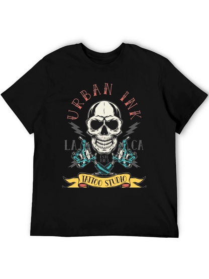 Camiseta Negra Urbana Ink Tattoo Studio Cráneo