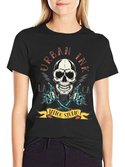 Camiseta Negra Urbana Ink Tattoo Studio Cráneo