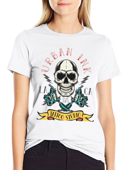 Camiseta Negra Urbana Ink Tattoo Studio Cráneo