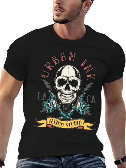 Camiseta Negra Urbana Ink Tattoo Studio Cráneo