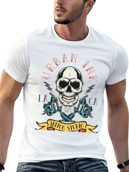 Camiseta Negra Urbana Ink Tattoo Studio Cráneo