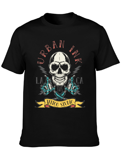 Camiseta Negra Urbana Ink Tattoo Studio Cráneo