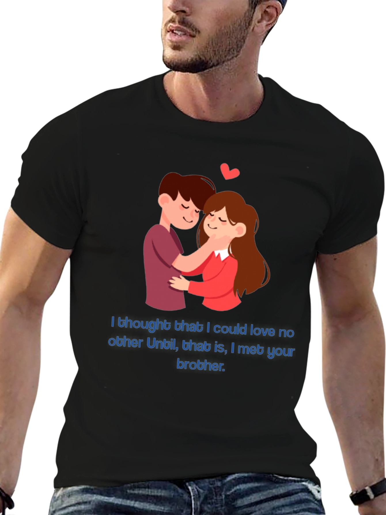 Camiseta Negra Romántica con Diseño Divertido