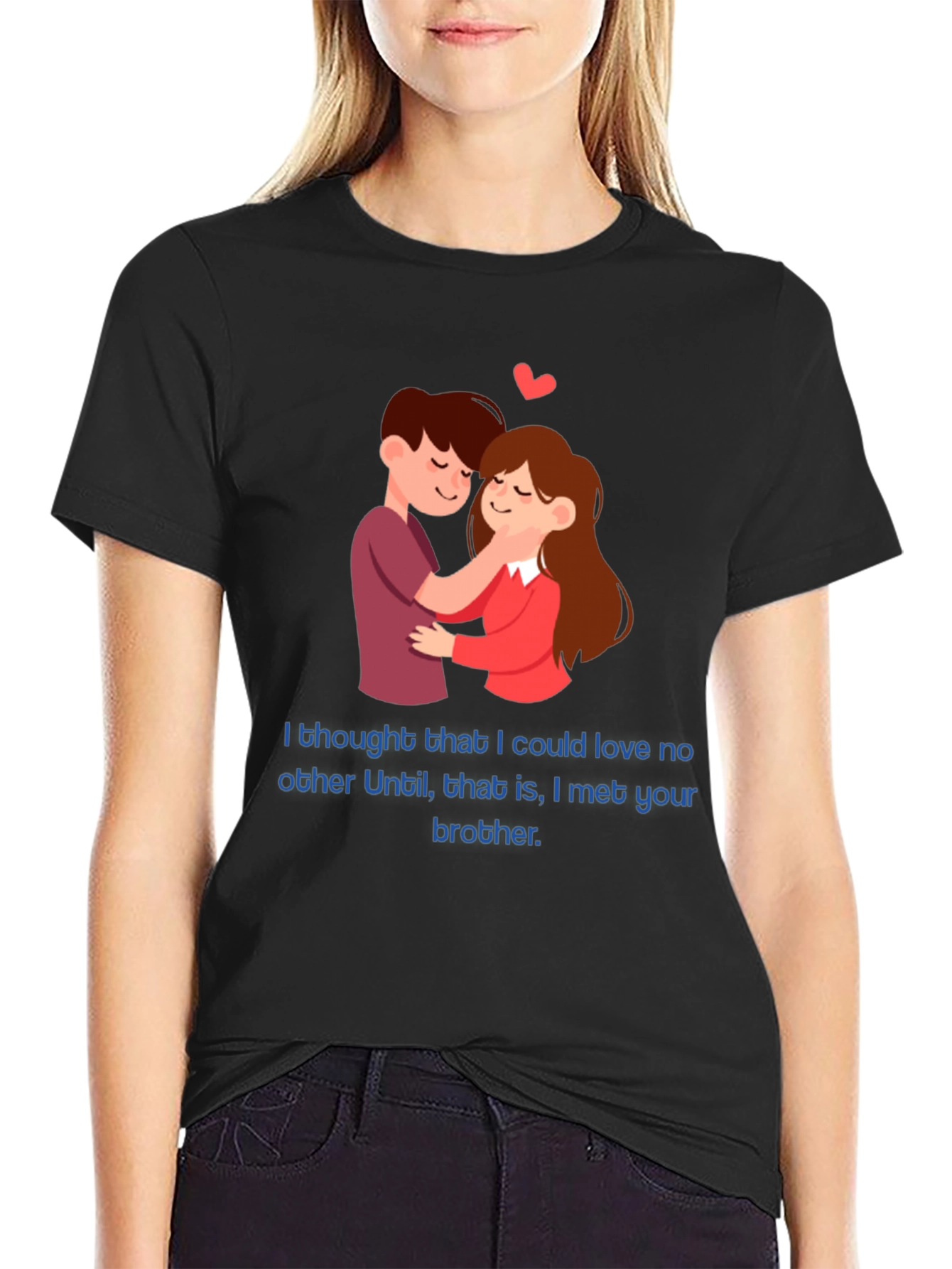 Camiseta Negra Romántica con Diseño Divertido