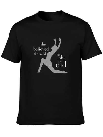 Camiseta Negra con Diseño de Gimnasta