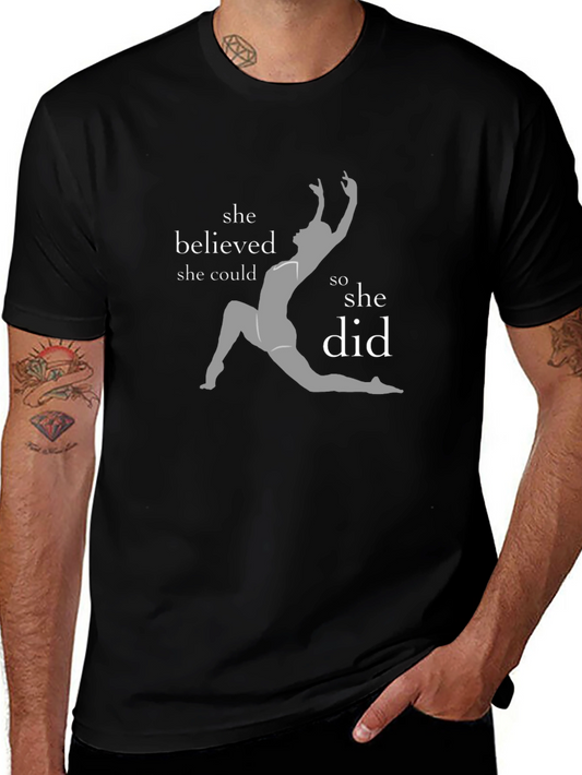 Camiseta Negra con Diseño de Gimnasta