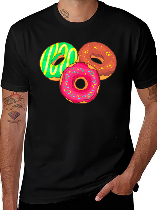 Camiseta Negra con Diseño de Donas