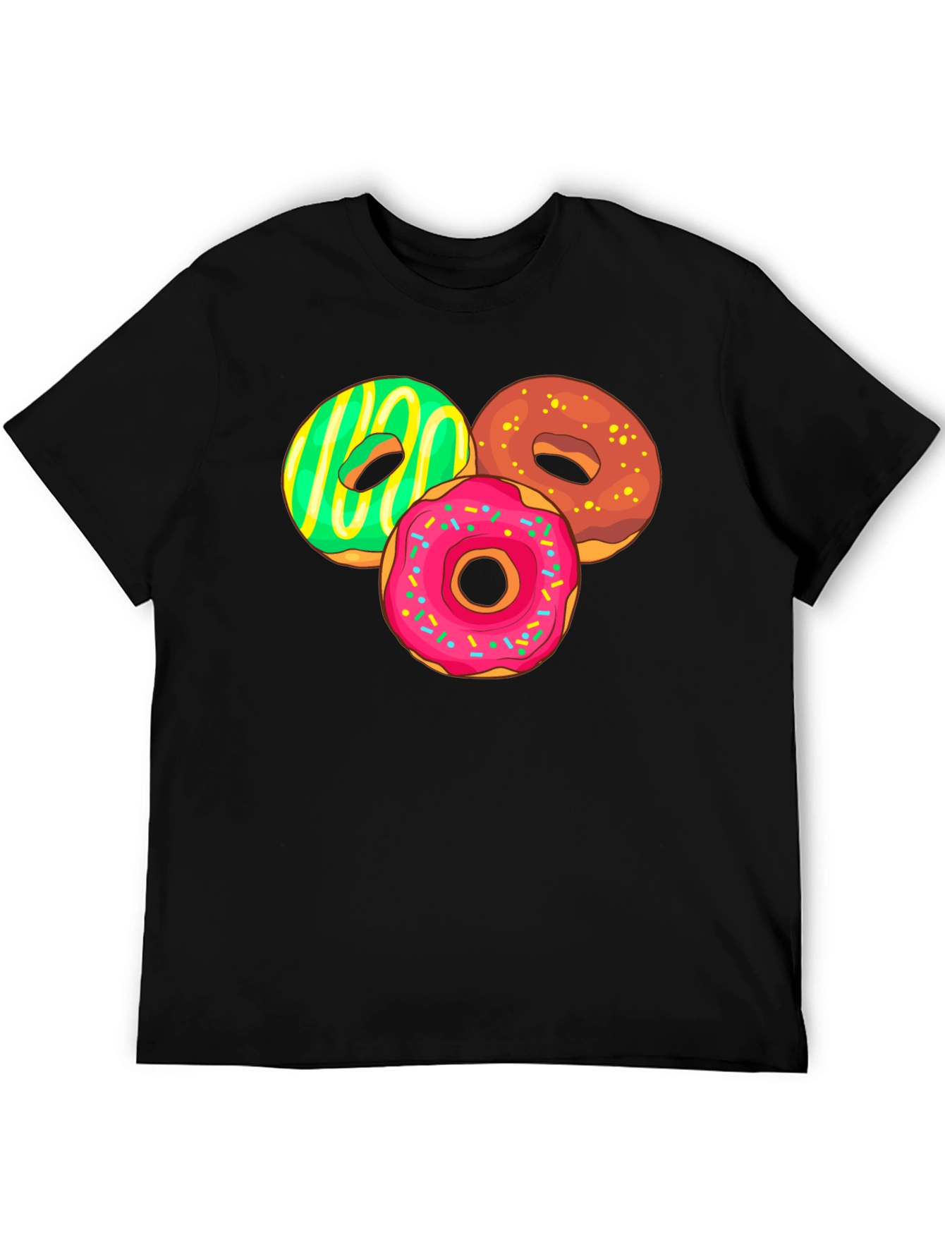 Camiseta Negra con Diseño de Donas
