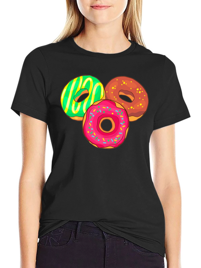 Camiseta Negra con Diseño de Donas