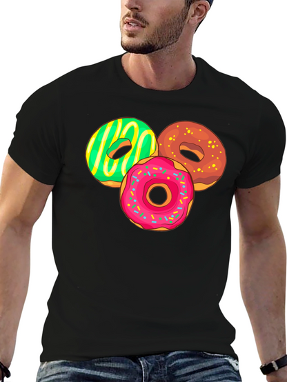 Camiseta Negra con Diseño de Donas