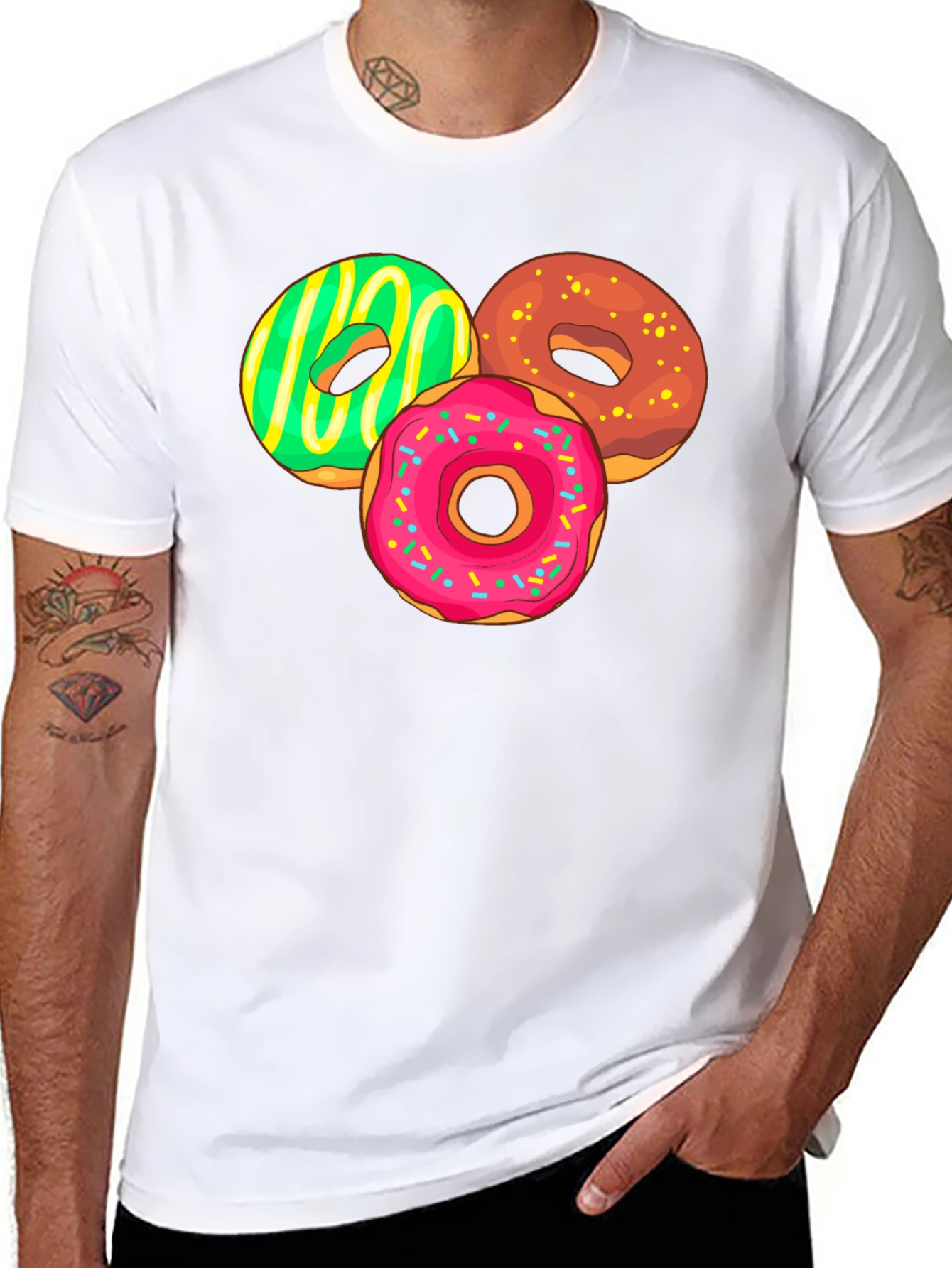 Camiseta Negra con Diseño de Donas