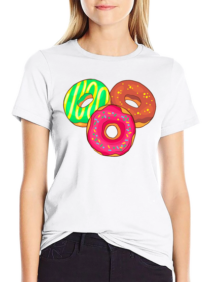 Camiseta Negra con Diseño de Donas
