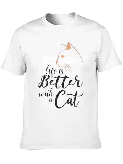 Camiseta Negra con Diseño de Gato Life is Better