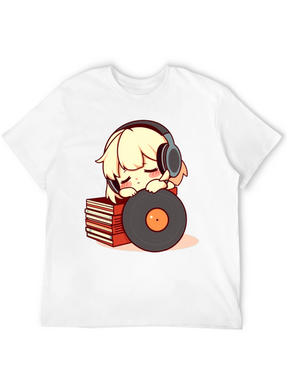 Camiseta Negra con Diseño de Anime Musical