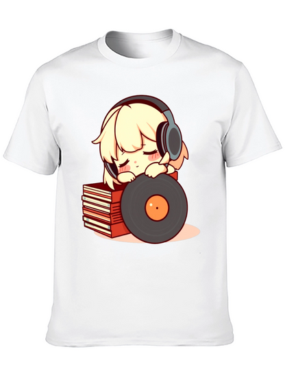 Camiseta Negra con Diseño de Anime Musical