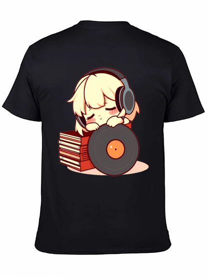 Camiseta Negra con Diseño de Anime Musical