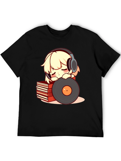 Camiseta Negra con Diseño de Anime Musical