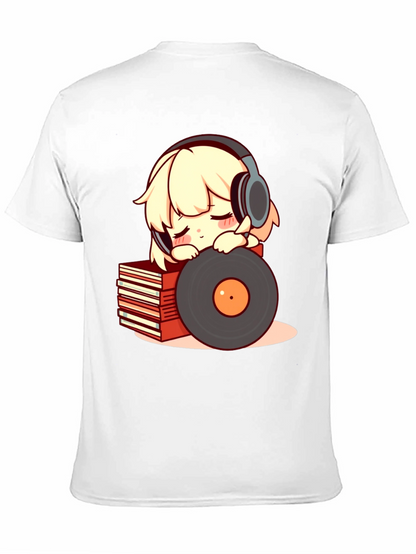 Camiseta Negra con Diseño de Anime Musical