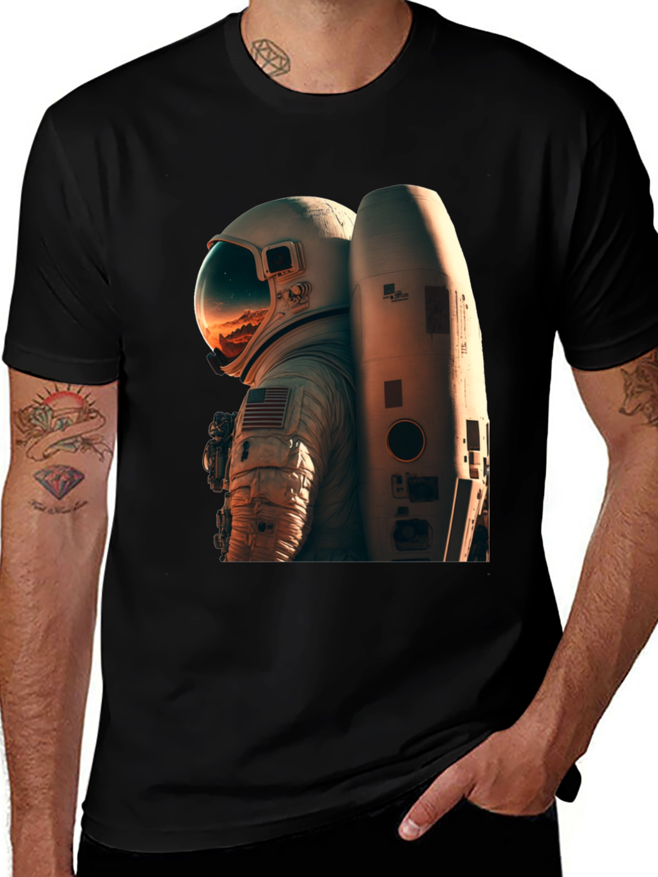 Camiseta Negra Astronauta Espacio Unisex