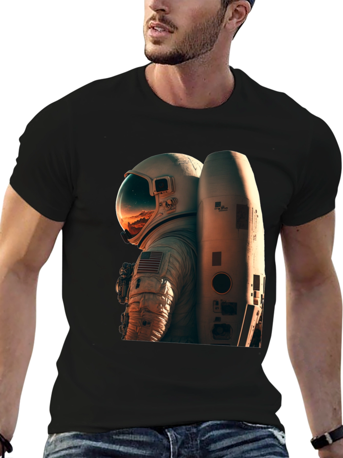 Camiseta Negra Astronauta Espacio Unisex