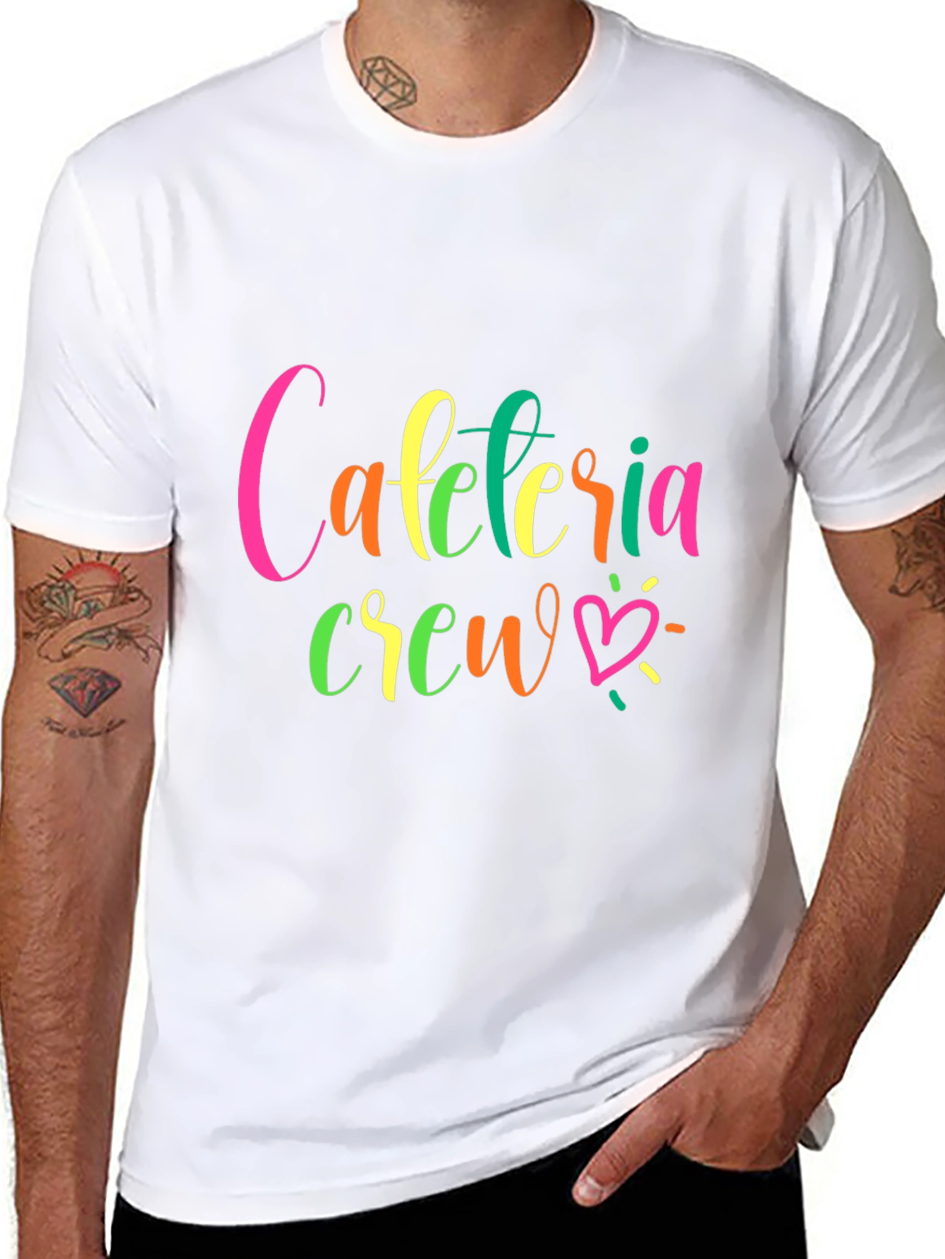 Camiseta Negra Cafeteria Crew para Personal de Comedor