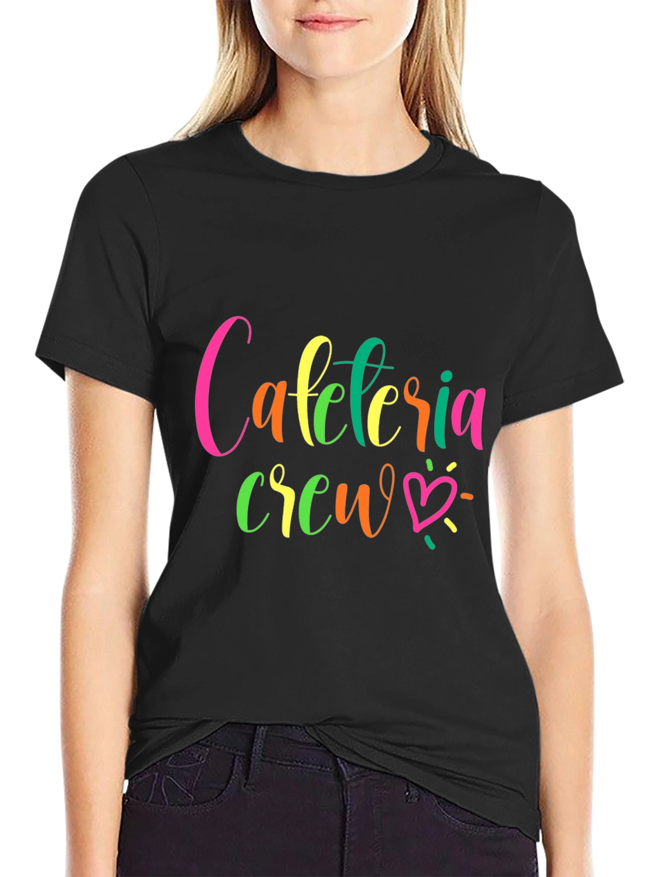 Camiseta Negra Cafeteria Crew para Personal de Comedor