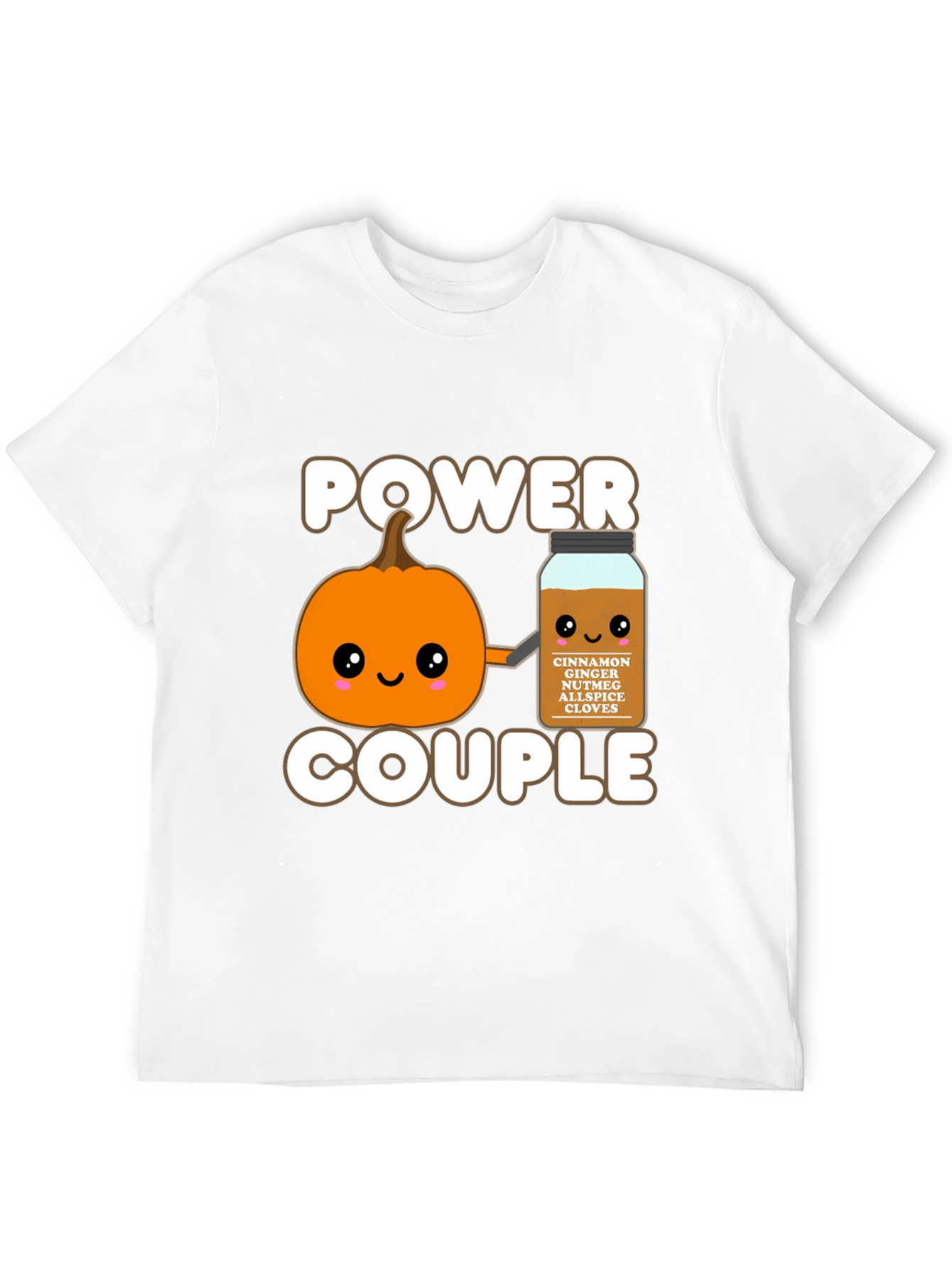 Camiseta Negra Power Couple Calabaza Especia Otoñal