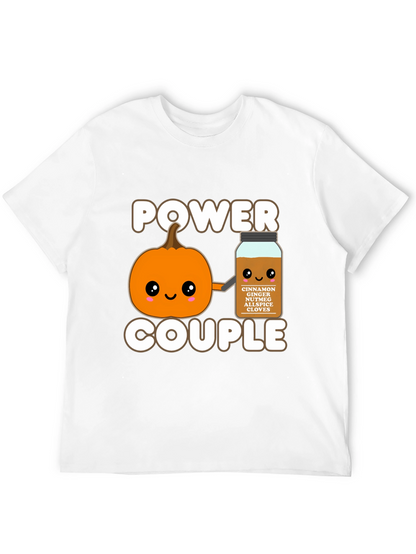 Camiseta Negra Power Couple Calabaza Especia Otoñal
