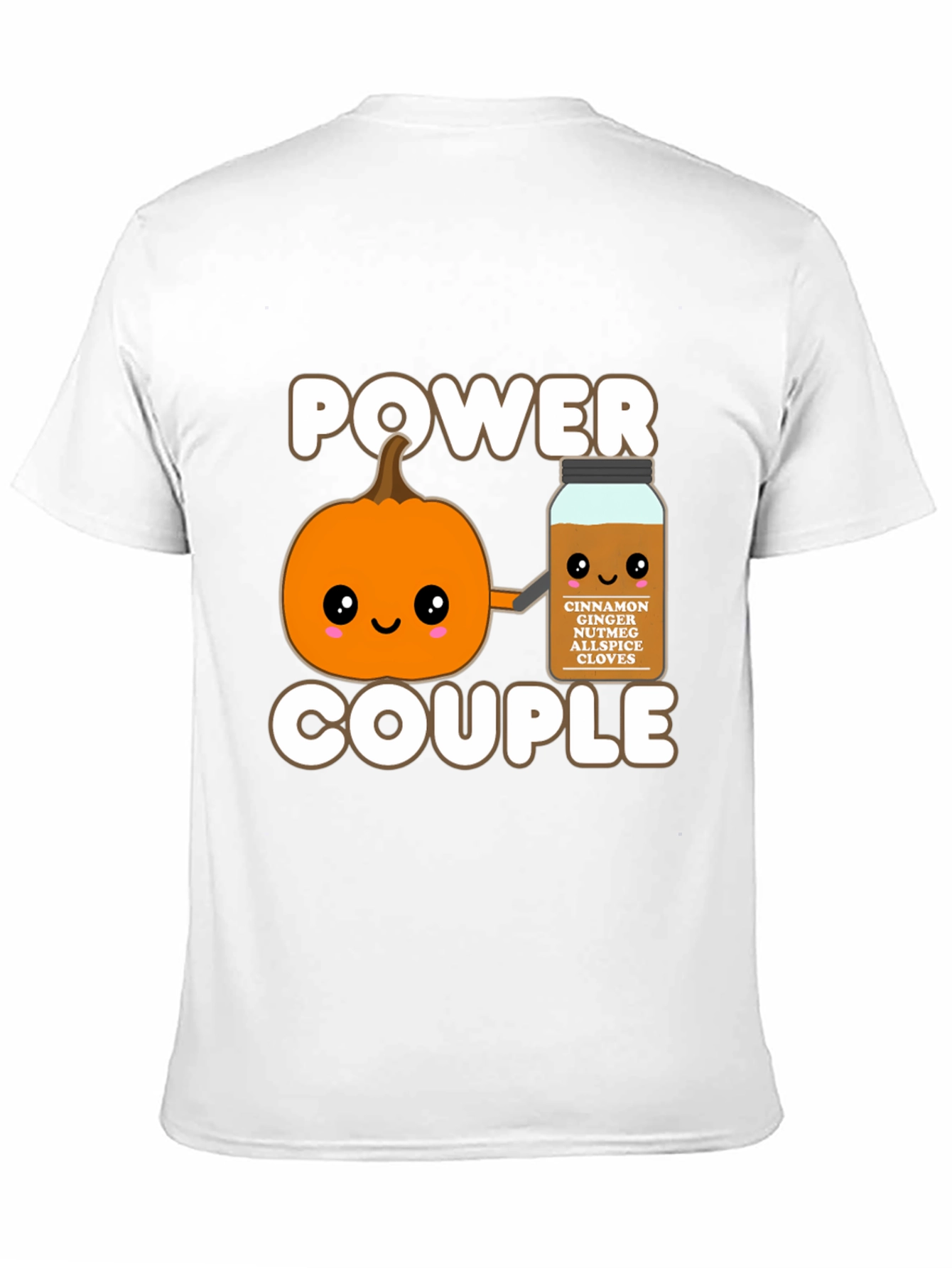 Camiseta Negra Power Couple Calabaza Especia Otoñal