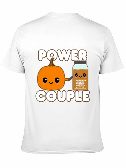 Camiseta Negra Power Couple Calabaza Especia Otoñal